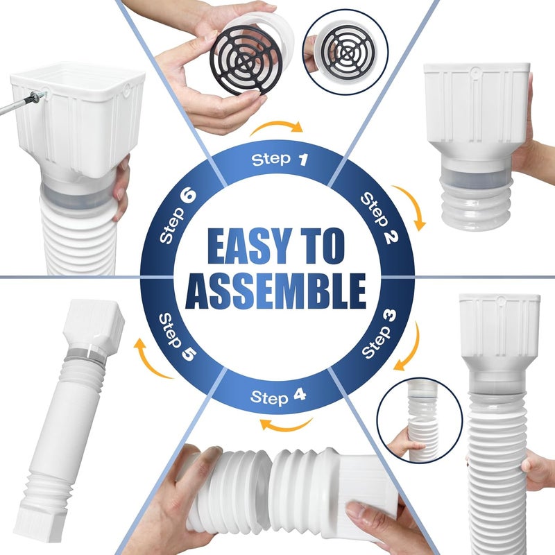 Loyala 2PCS 11.5ft Gutter Downspout Extensions Flexible Drain Downspout Extender Gutter Connector Rainwater Drainage Expandable up to 11.5ft (White) - Image 3